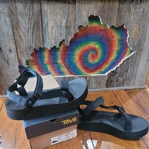 Teva Platform Sandals, size 10, black.